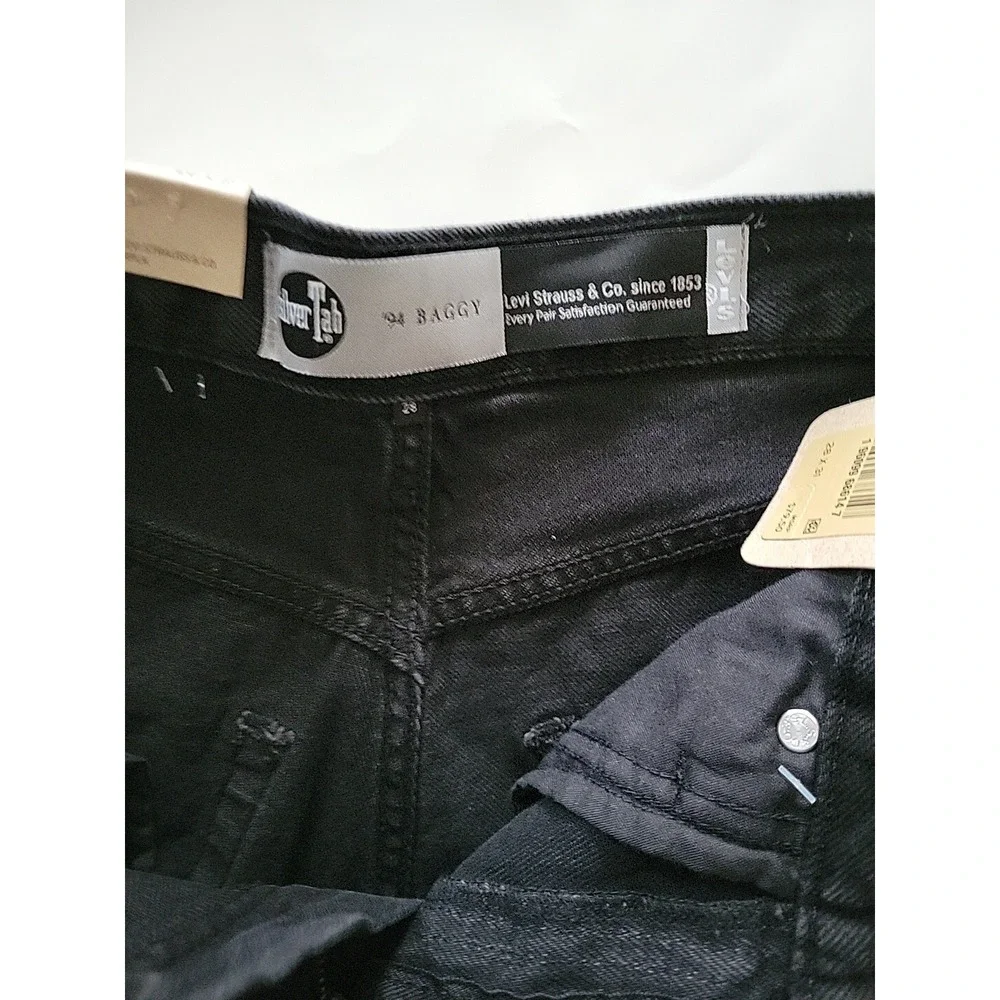 Levi's Mens SilverTab '94 Baggy Jeans Straight Leg Black Distressed‎ 28x31 NWT